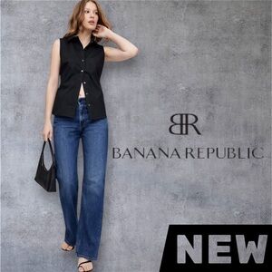 Banana Republic Riley Tailored Sleeveless Button-Front Shirt Black Size 4 New